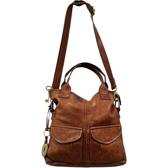 Vintage FOSSIL Crossbody Convertible Bag Purse Messenger Leather Key Zipper - Picture 2 of 16